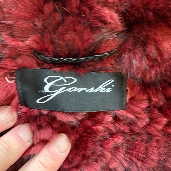 GORSKI Burgundy Knit Scarf 100% real mink fur - Picture 2 of 5